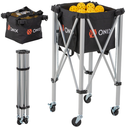 pickleball cart can fold up into a basket to easily transport to pickleball court or back home
